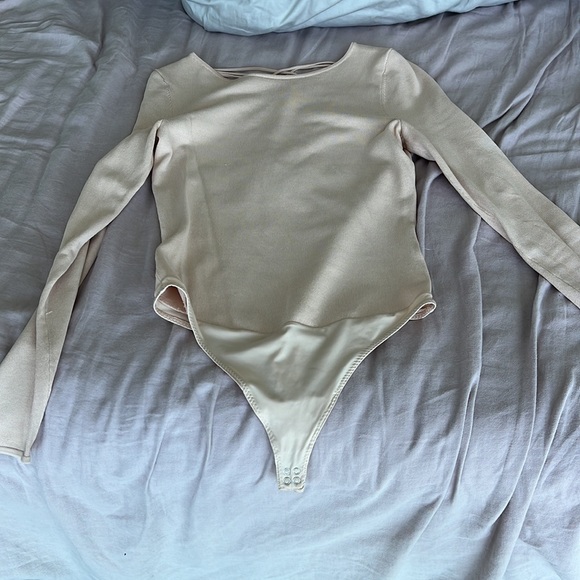 Intermix size small nude long sleeved thong bodysuit - Picture 3 of 5